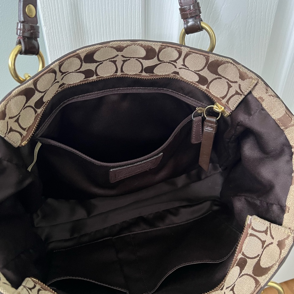 Coach Brown Signature Canvas Tote - Picture 10 of 12